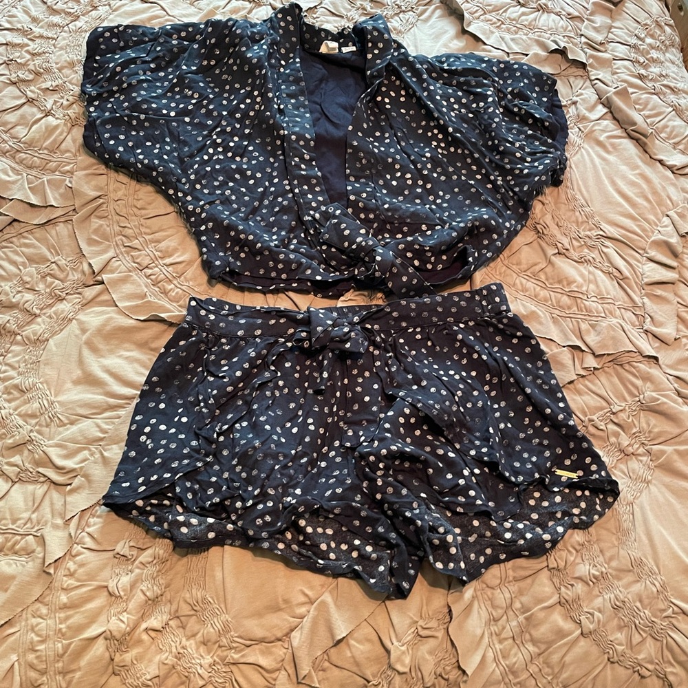 Roxy blue and white 2 piece cover up